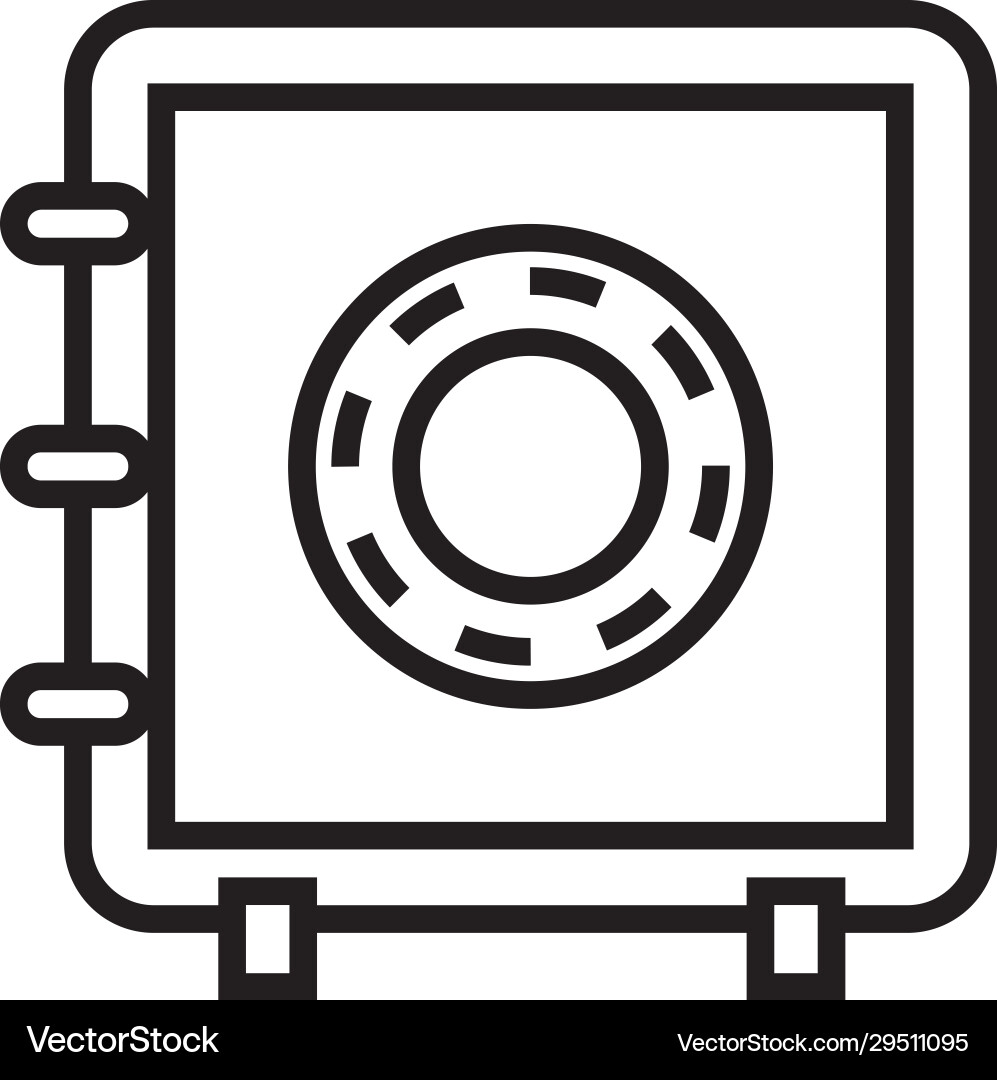 Safe box money banking line style Royalty Free Vector Image