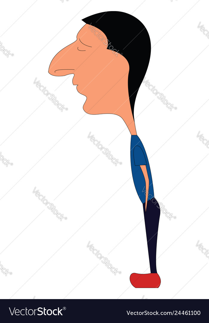 Caricature of man with big nose on white Vector Image