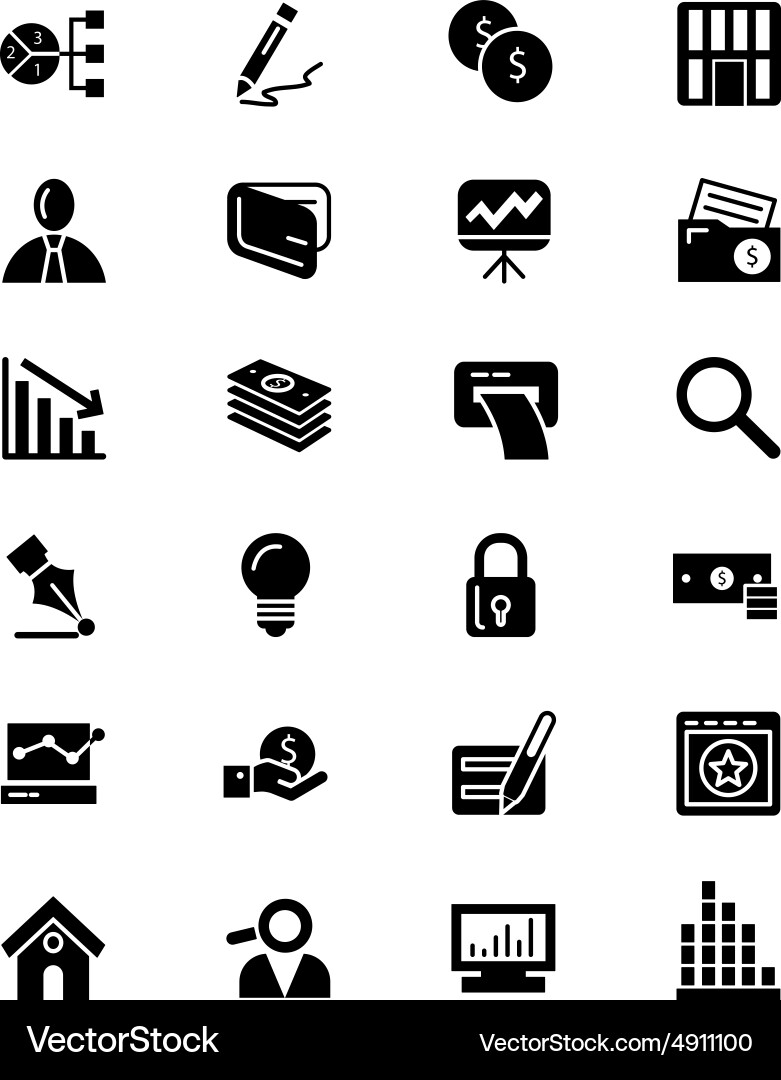 Finance solid icons 6 Royalty Free Vector Image