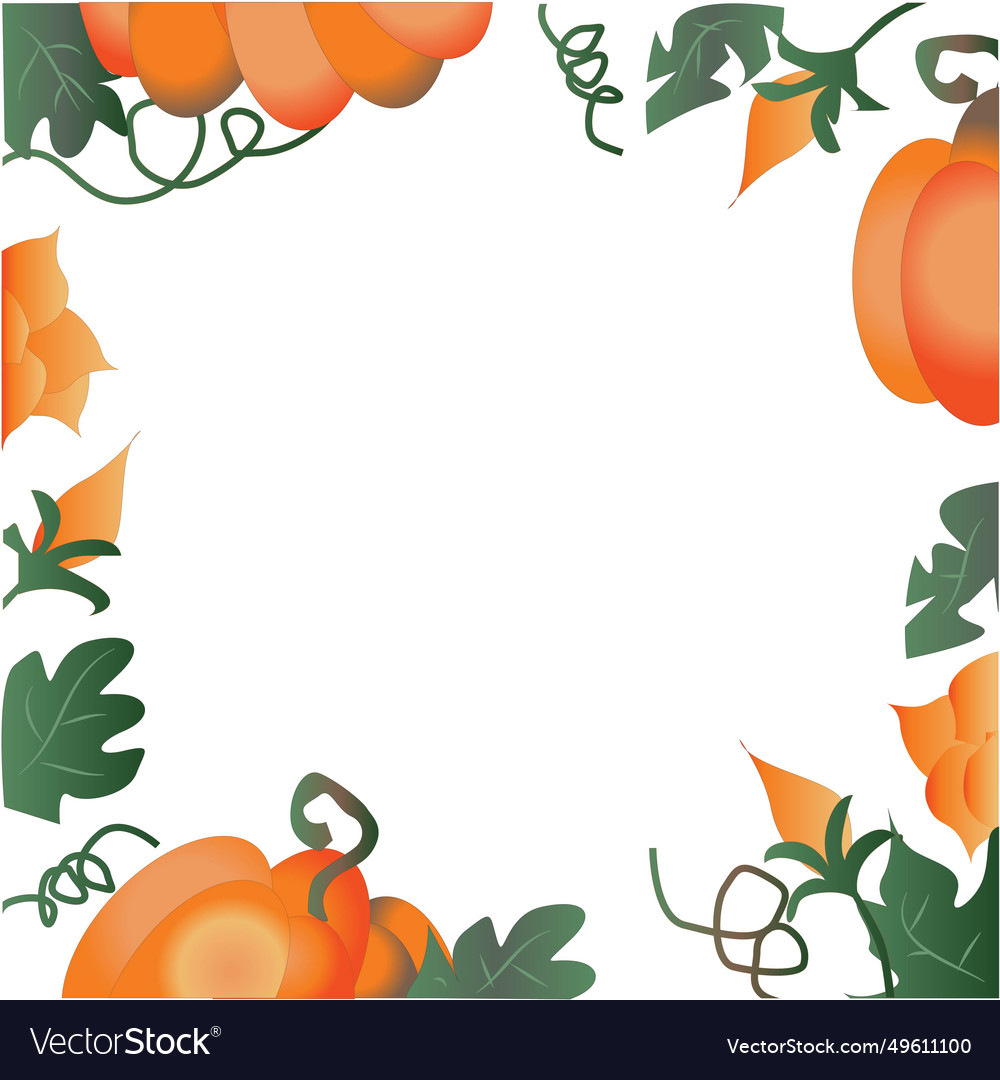 Floral pumpkin background and border Royalty Free Vector