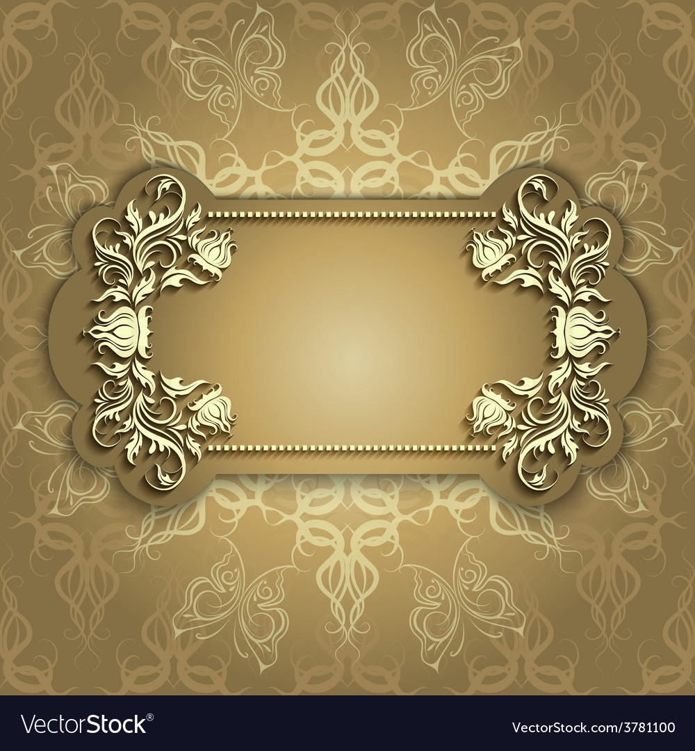 Gold banner with beautiful pattern Royalty Free Vector Image