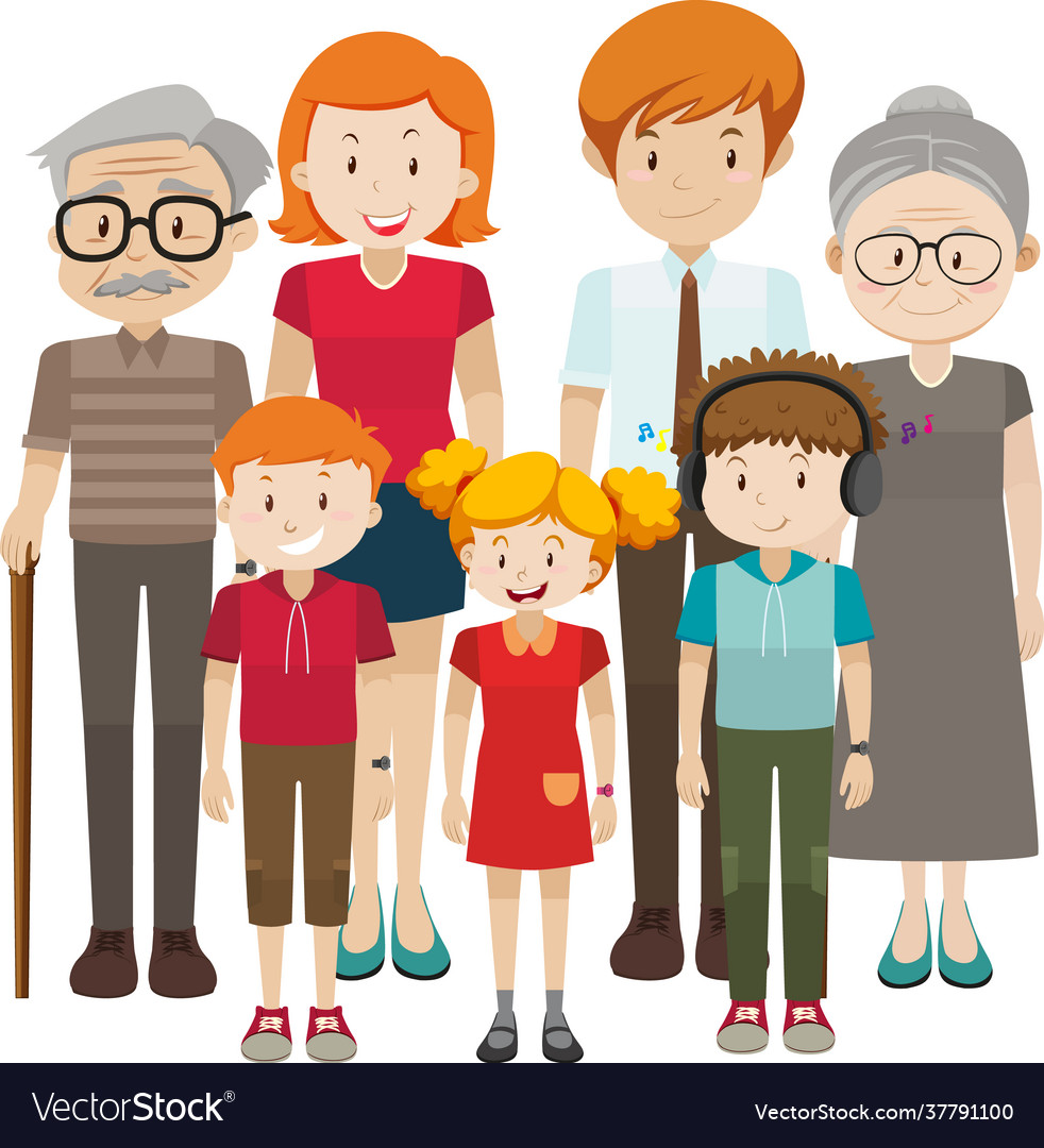 Member family cartoon character on white Vector Image