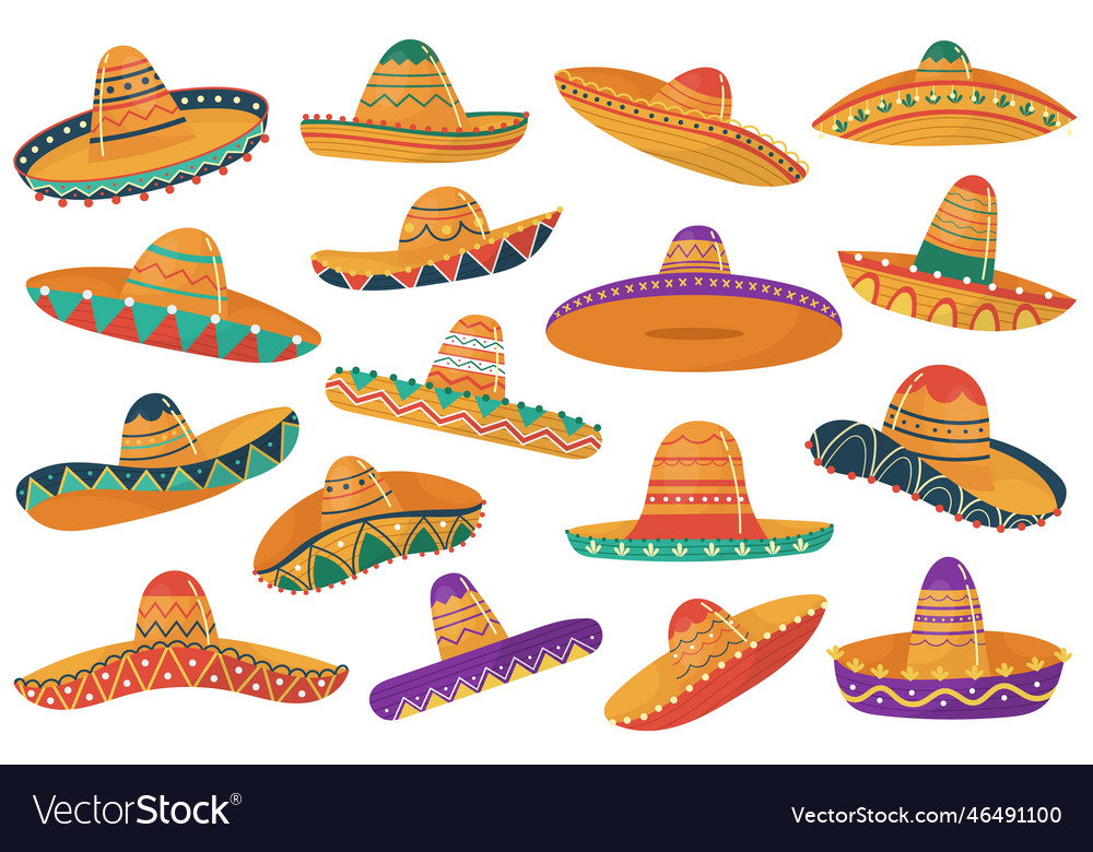 Mexican Sombrero Traditional Vintage Headdress Vector Image