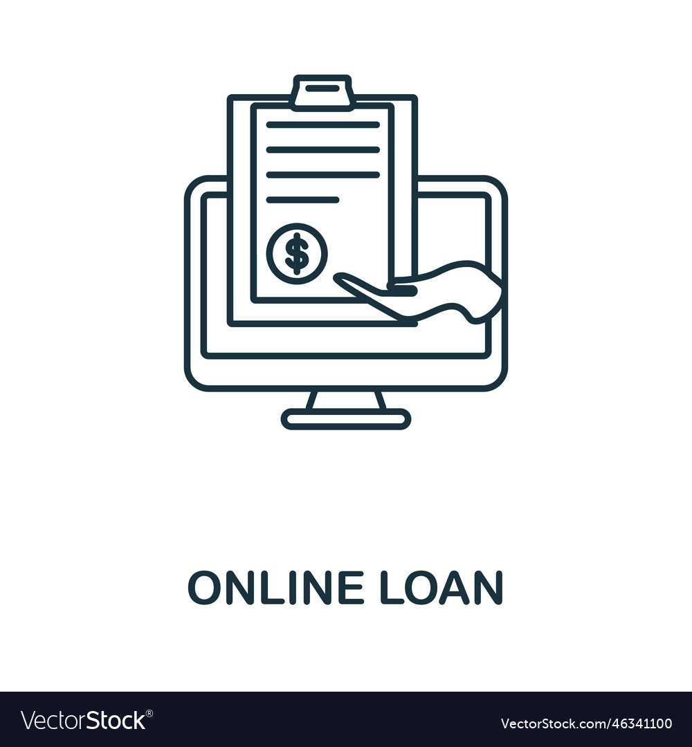 Online loan line icon monochrome simple Royalty Free Vector