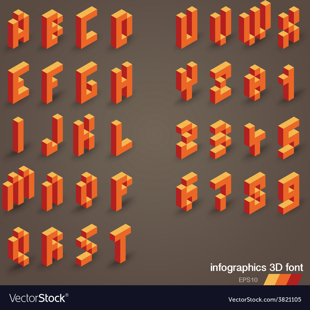 3d alphabet Royalty Free Vector Image - VectorStock