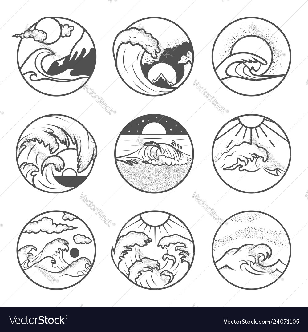 Set nine summer holidays emblems labels vector image Set nine summer holidays emblems labels