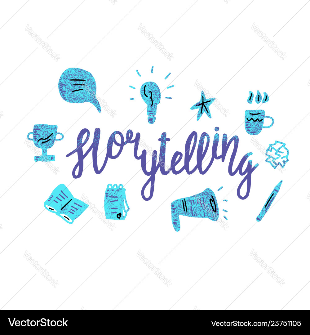 Storytelling handwritten lettering Royalty Free Vector Image