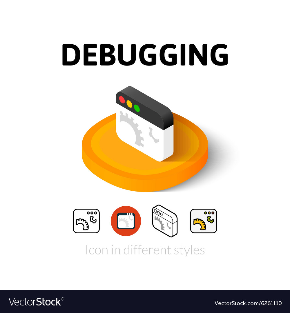 Debugging icon in different style Royalty Free Vector Image