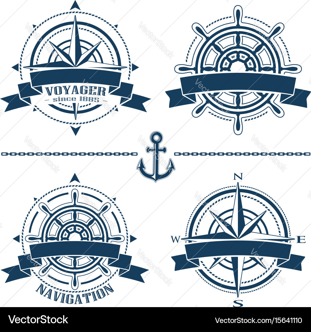 Set of vintage nautical design elements Royalty Free Vector
