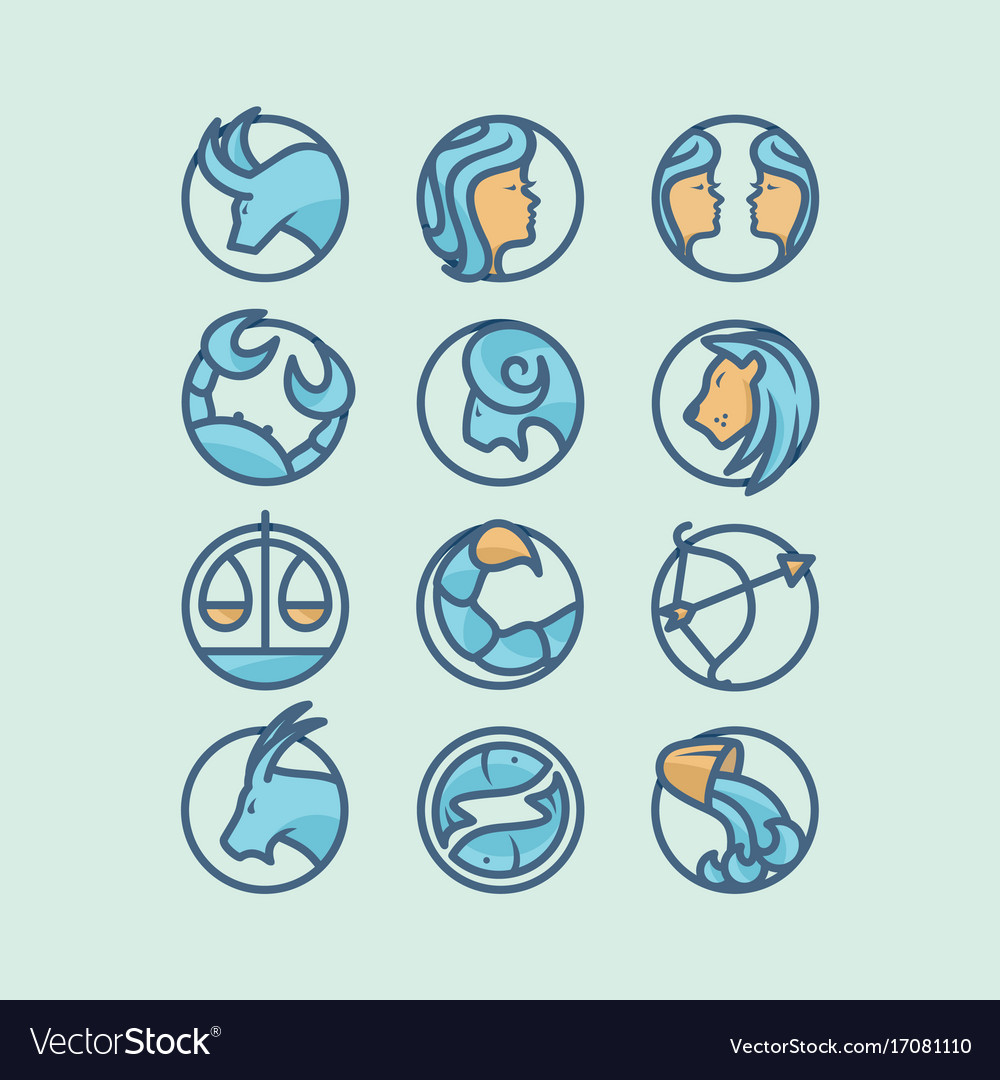 Zodiac Icon Set Royalty Free Vector Image Vectorstock