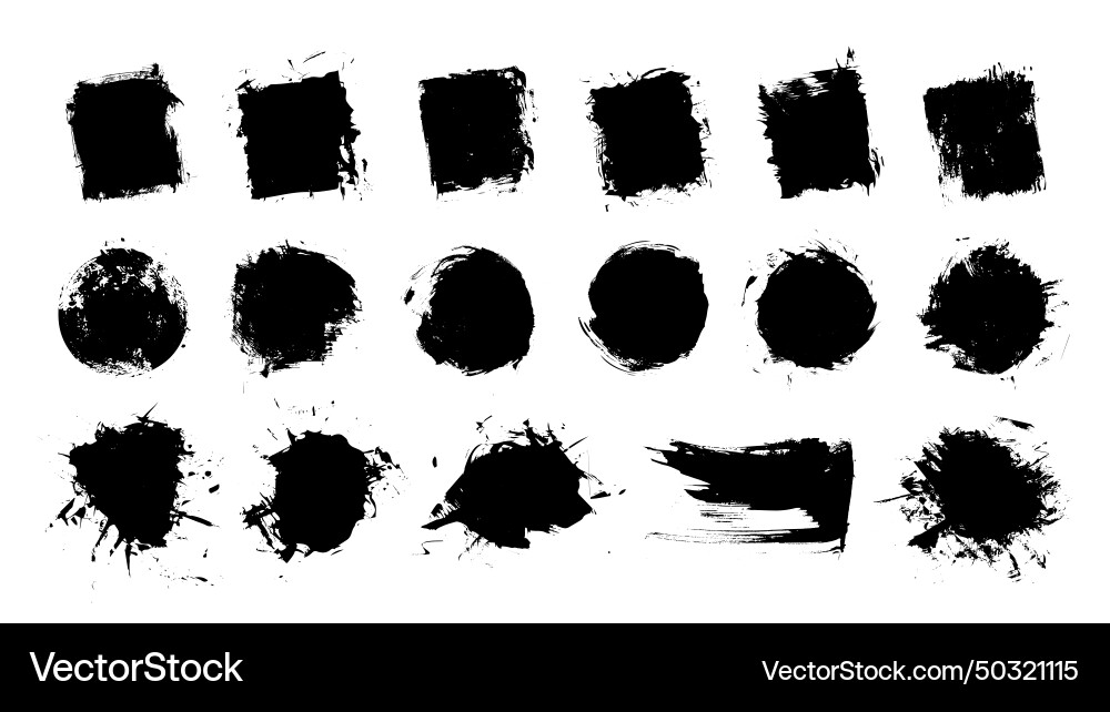 Artistic ink brush strokes collection Royalty Free Vector