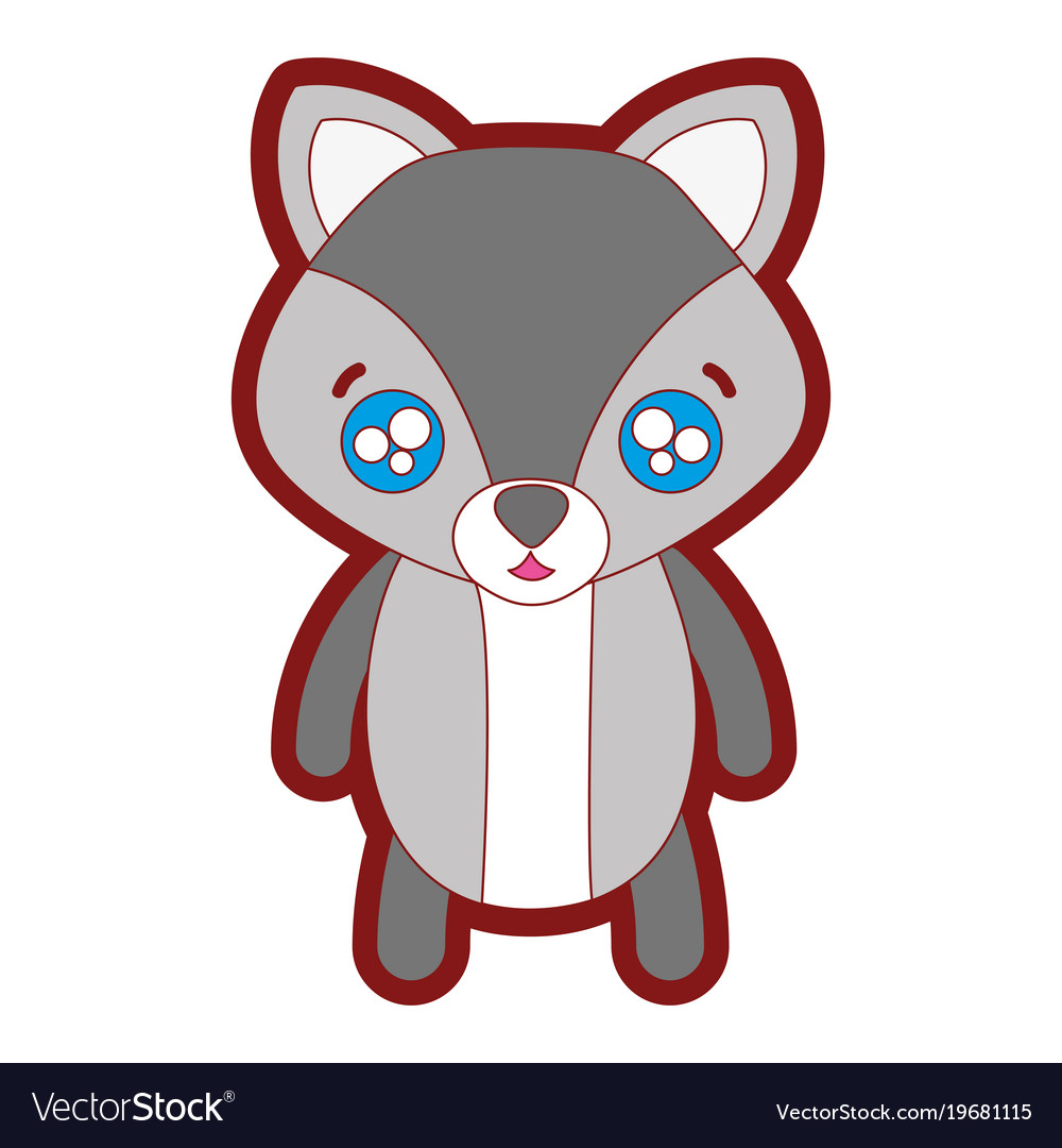 Line color surprised fox cute wild animal Vector Image