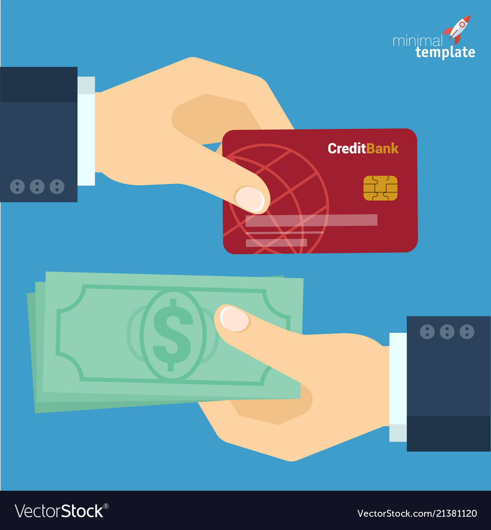 Credit card and cash payment flat design icon Vector Image