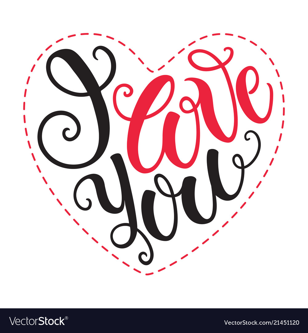 I love you doodle heart shaped hand lettering Vector Image