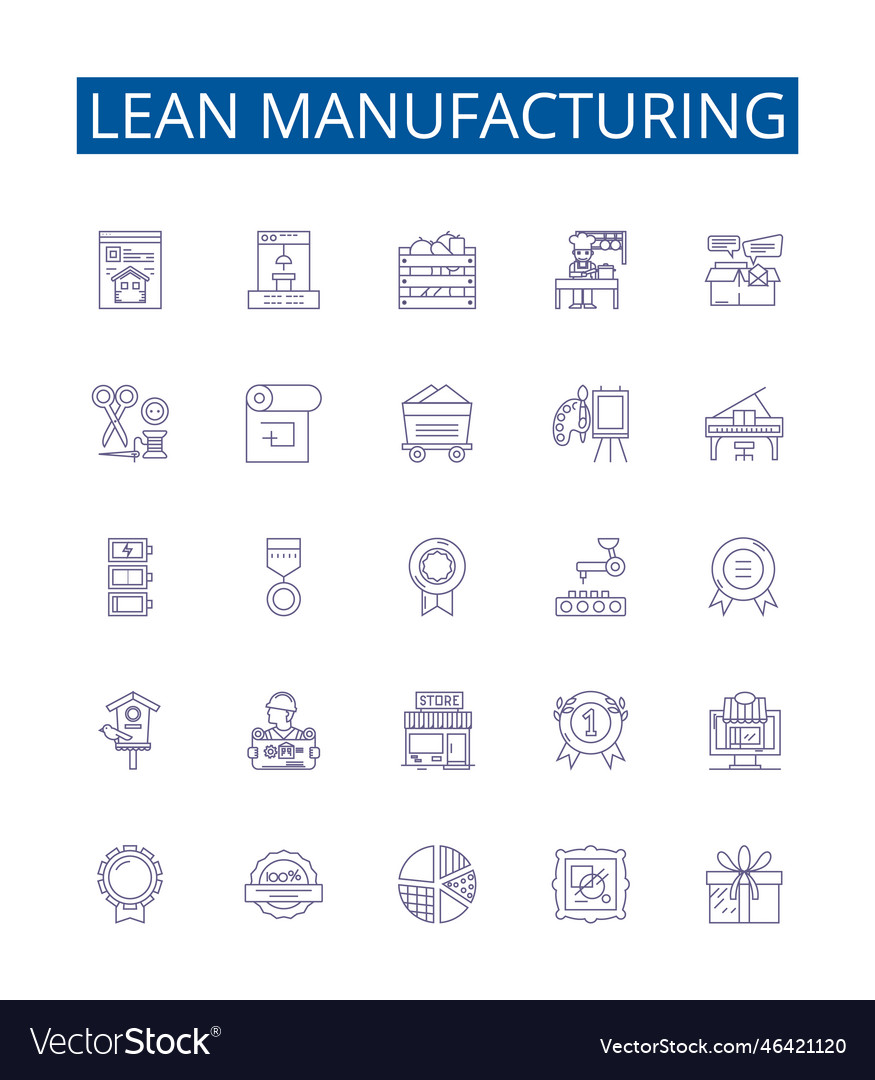 Lean manufacturing line icons signs set design Vector Image