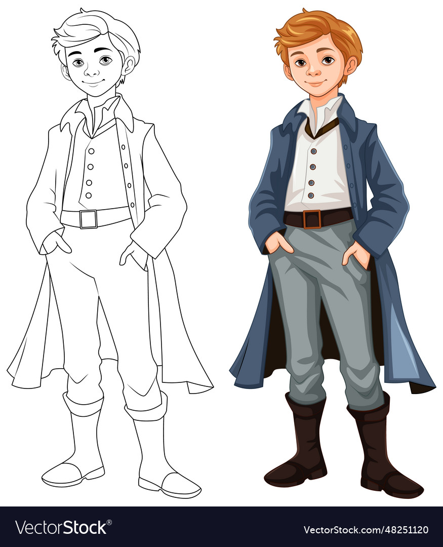 Man wearing victorian vintage outfit Royalty Free Vector