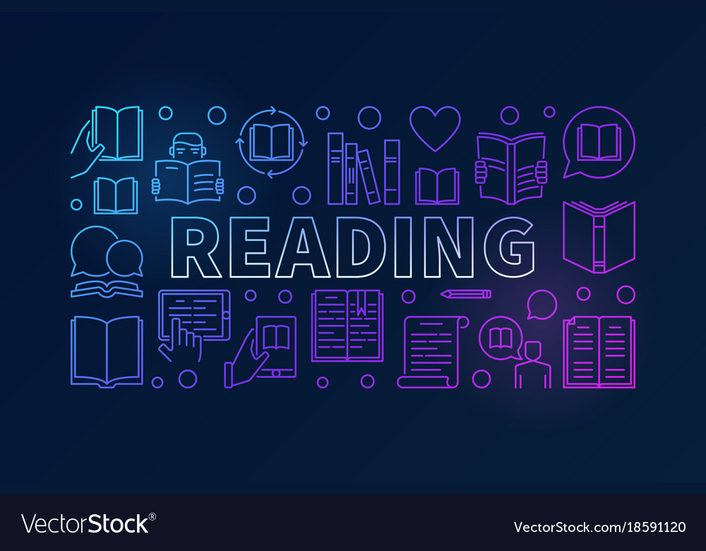 Reading books colorful line banner Royalty Free Vector Image