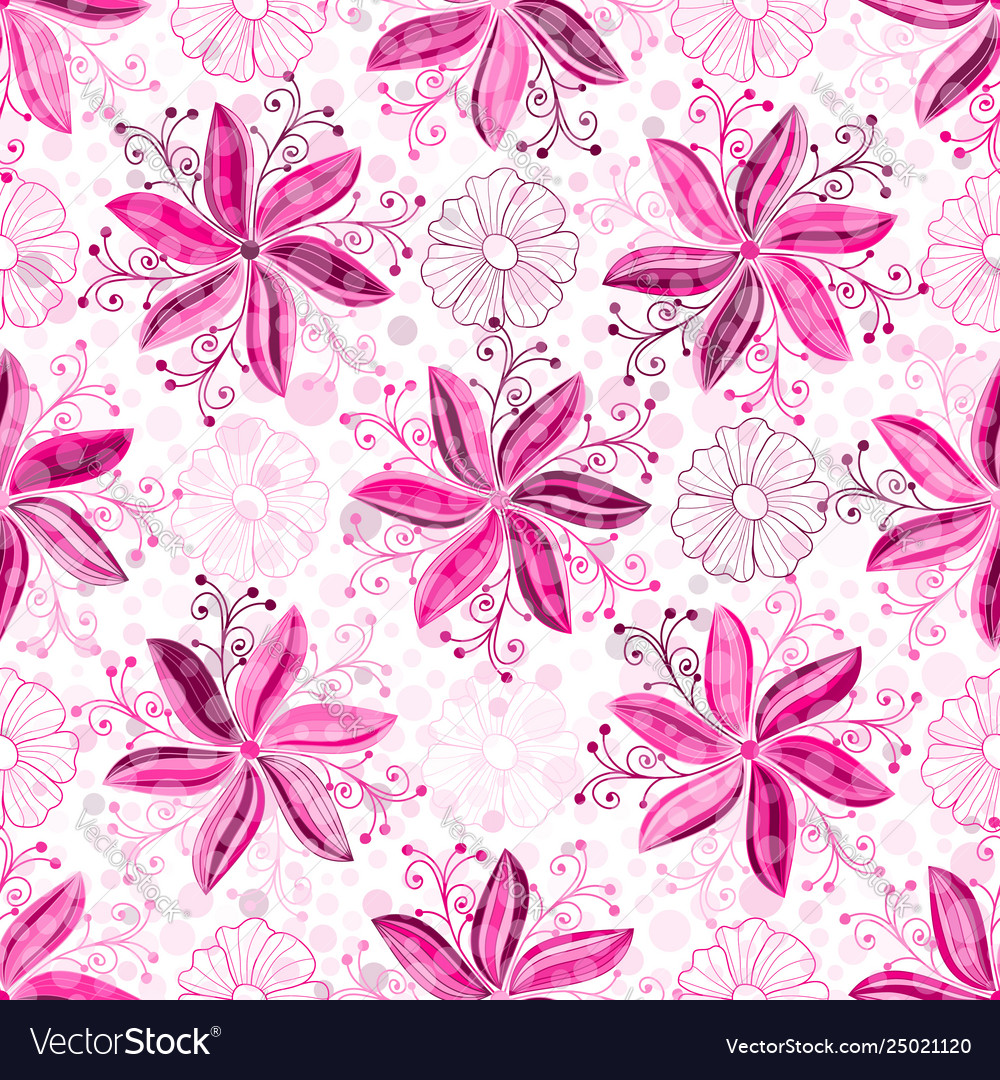 Seamless pattern with striped pink flowers and Vector Image