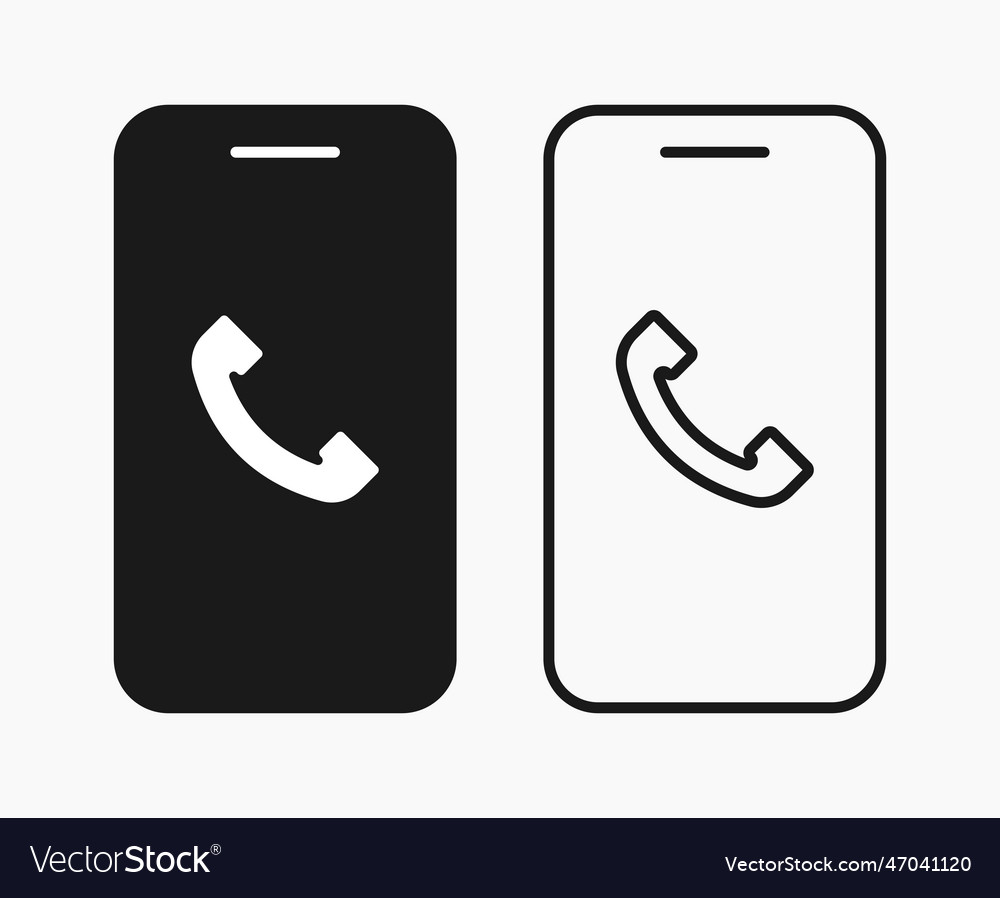 Smartphone call ring simple line shape icon flat Vector Image