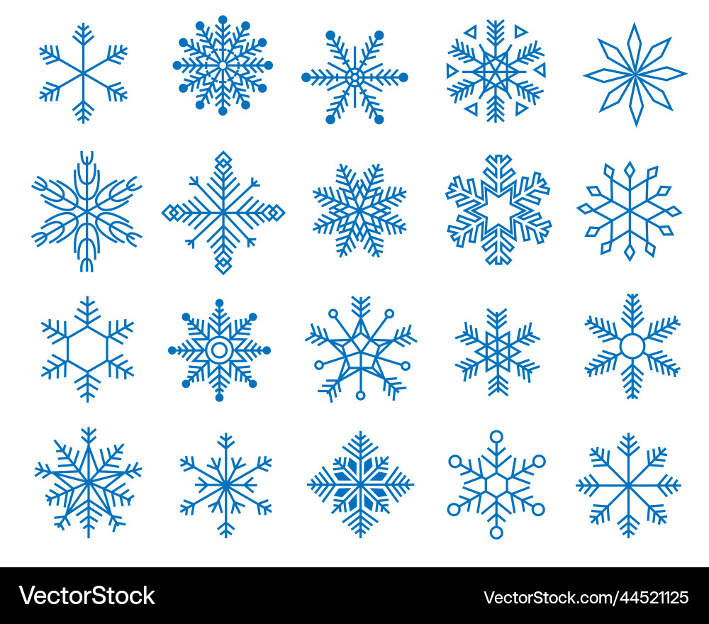 Doodle snowflakes variations of winter blue Vector Image