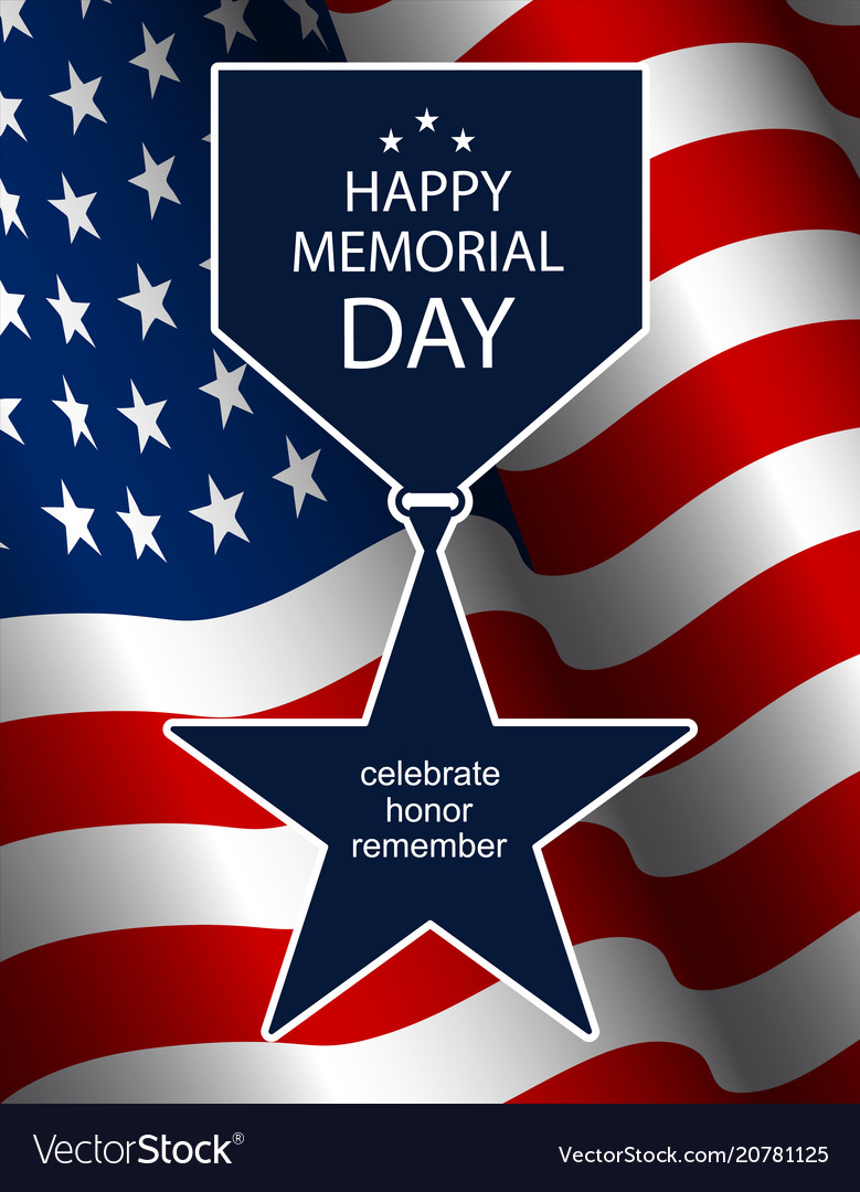 For memorial day silhouette star medal Royalty Free Vector