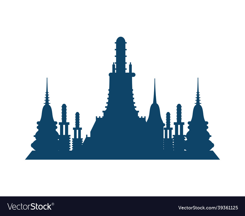 Thailand temple silhouette Royalty Free Vector Image