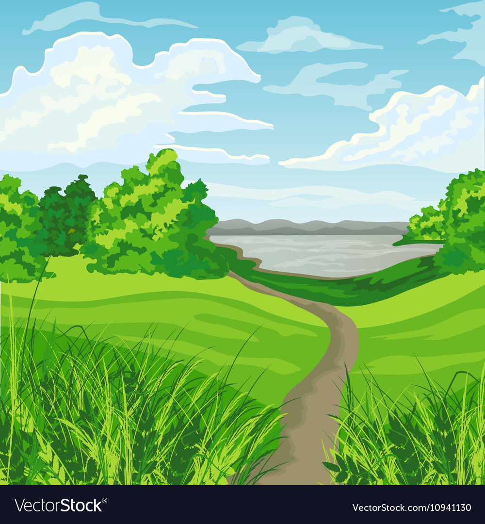 Beautiful summer landscape Royalty Free Vector Image