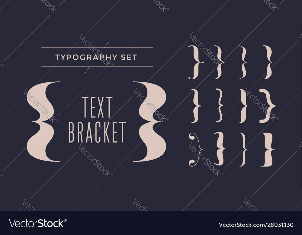 Bracket braces parentheses typography set Vector Image