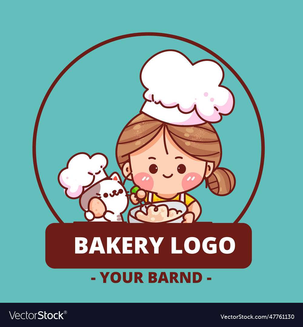 Cute girl bakery logo homemade bakery shop Vector Image