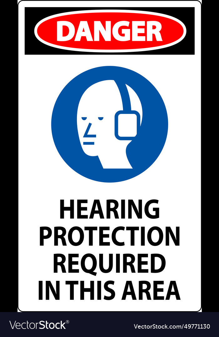 Danger sign hearing protection required Royalty Free Vector