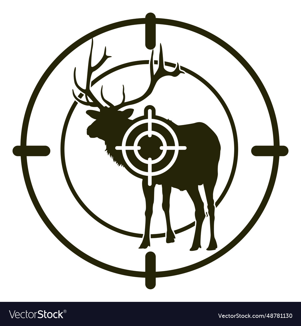 Deer shooting standing stroke Royalty Free Vector Image