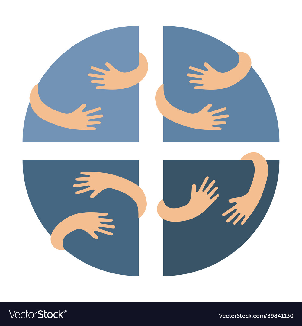 Human hands embracing or holding circle segments vector image Human hands embracing or holding circle segments