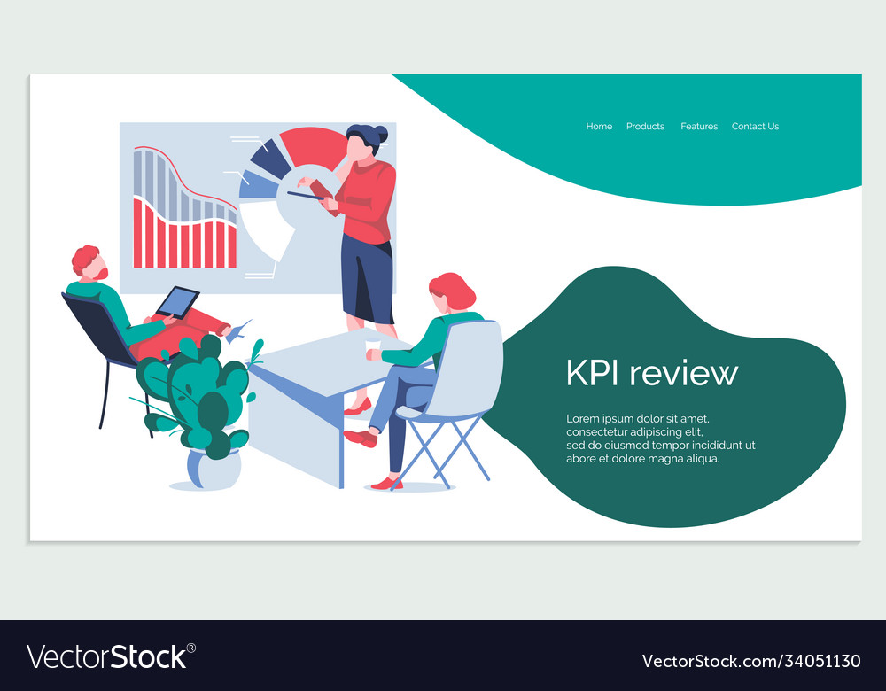 Kpi review banner template Royalty Free Vector Image