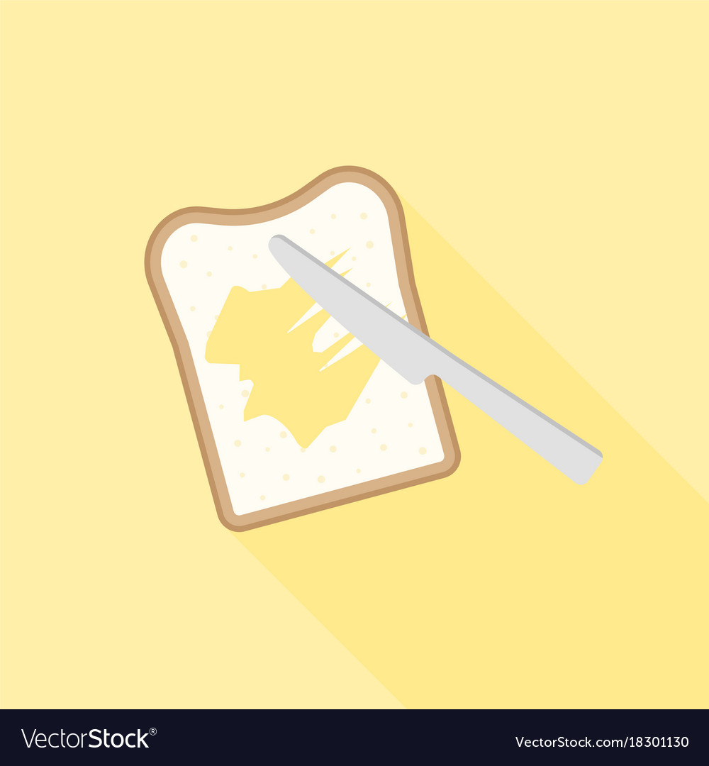 slice of toast bread with knife spreading butter vector image