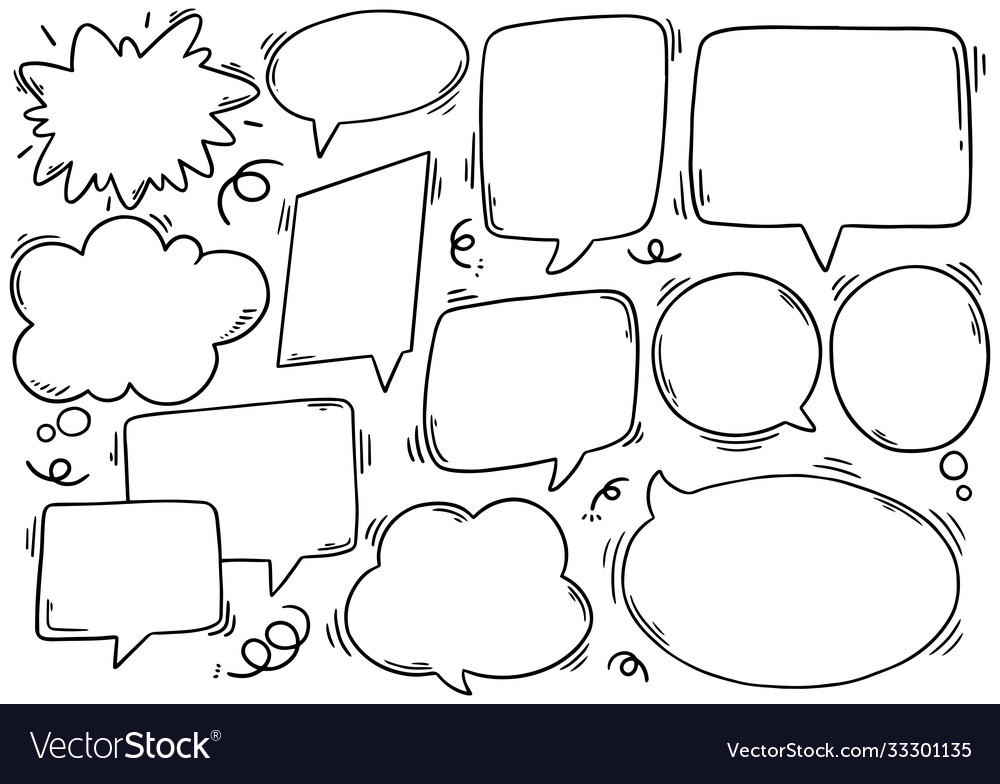 0006 hand drawn background set cute speech Vector Image