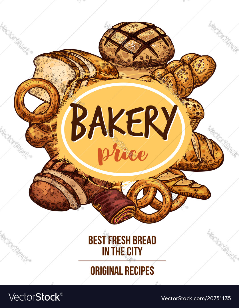 Bakery Shop Banner With Bread And Pastry Product Vector Image