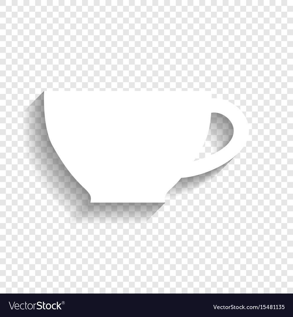 Cup sign white icon with soft shadow Royalty Free Vector