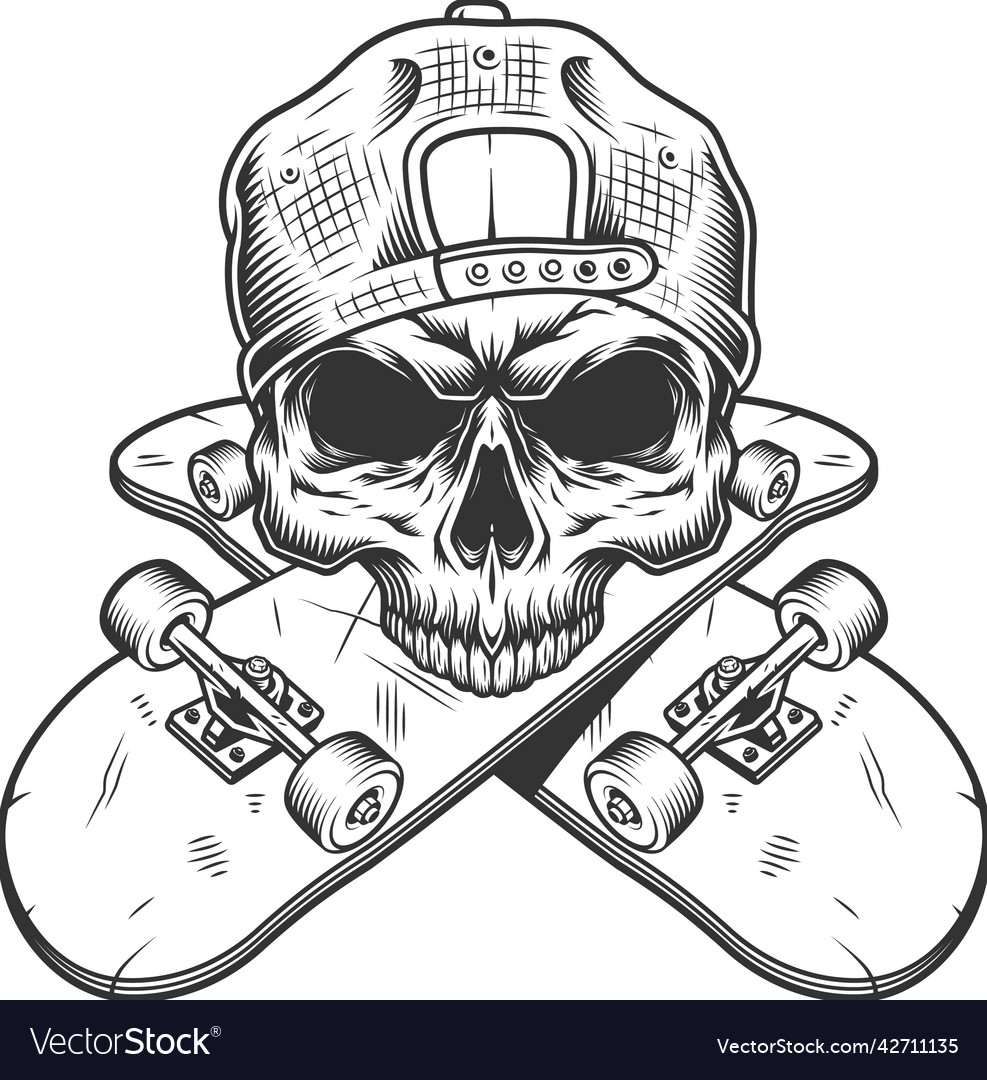 Skateboarder skull without jaw Royalty Free Vector Image