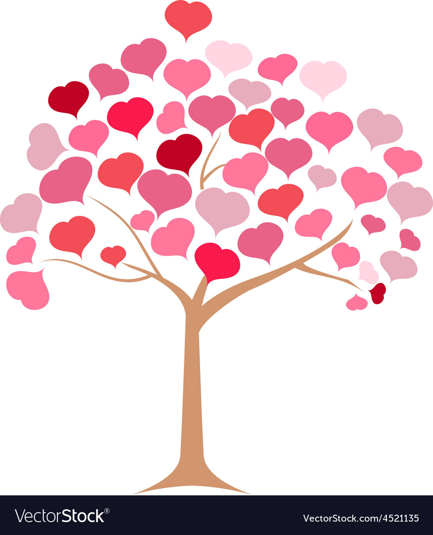 Tree pink heart Royalty Free Vector Image - VectorStock