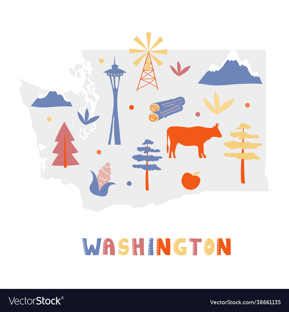 Usa Map Collection State Symbols On Gray Vector Image Usa Map Collection State Symbols On Gray Vector 38661135 