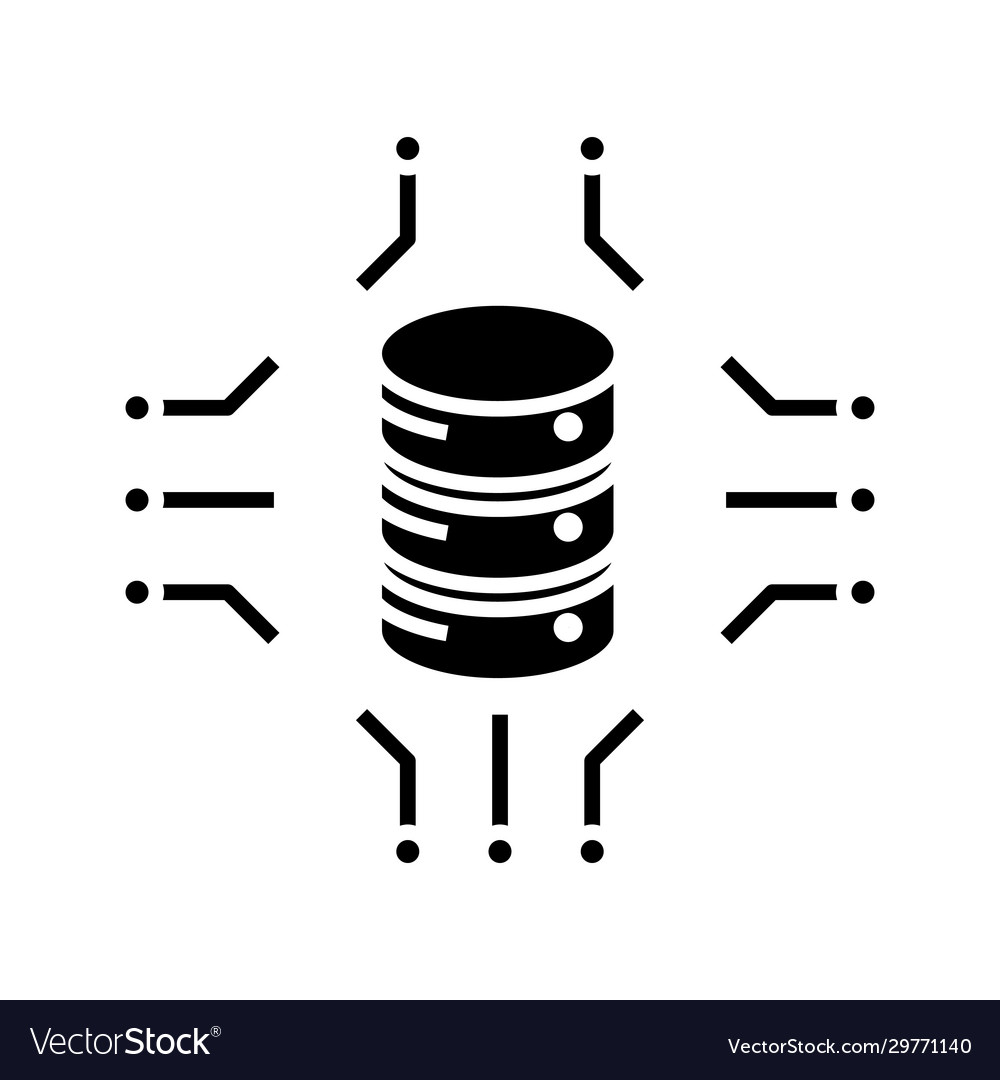 Data implementation black icon concept Royalty Free Vector