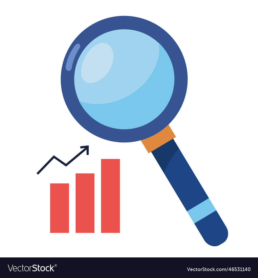 Examining financial chart with magnifier Vector Image