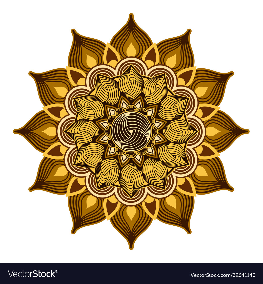 Ornamental mandalagolden and brown color design vector image Ornamental mandalagolden and brown color design