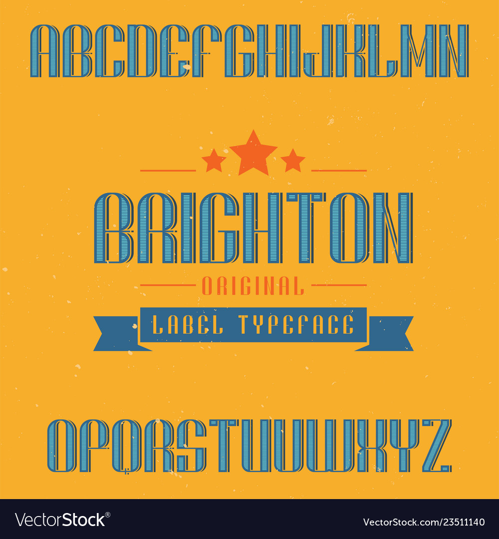 Vintage label font named brighton Royalty Free Vector Image