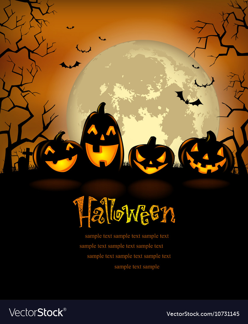 Halloween background with scary pumpkins Vector Image