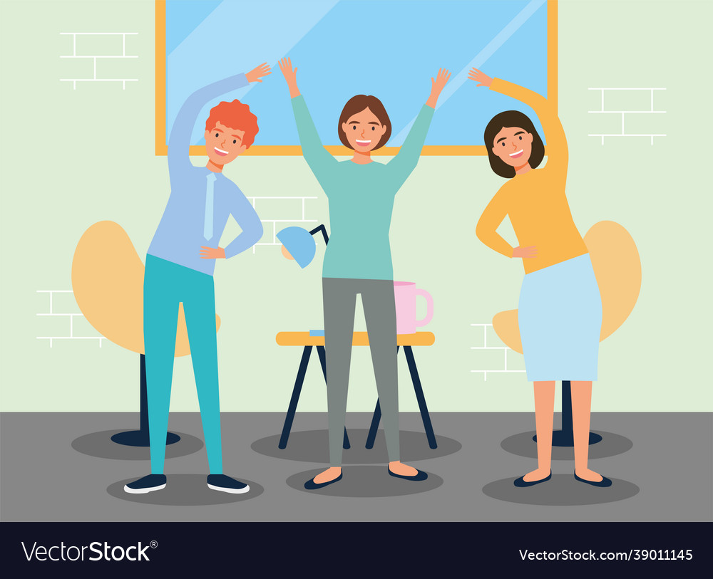 People practicing active breaks Royalty Free Vector Image