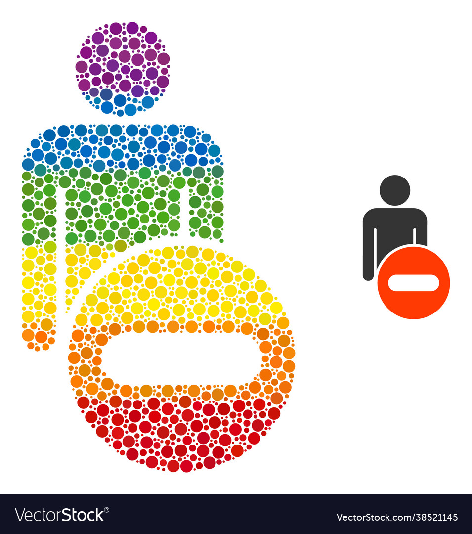 Rainbow remove man figure mosaic icon spheric Vector Image