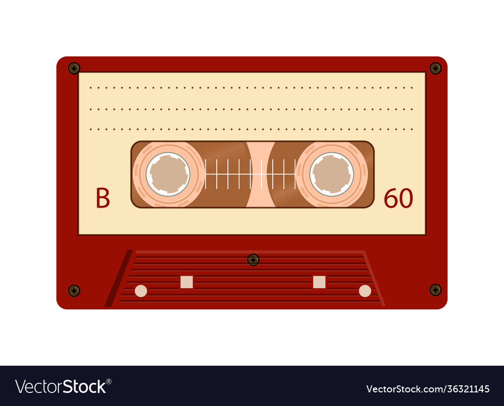 Vintage music stereo audio sound tape cassette Vector Image