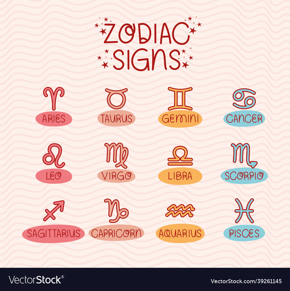 Zodiac signs items Royalty Free Vector Image - VectorStock