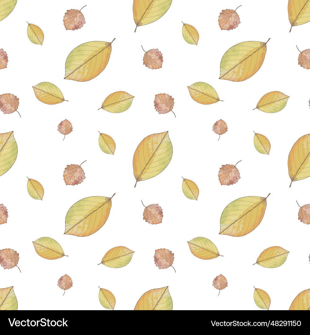 Autumn seamless pattern with yellow leaves Vector Image
